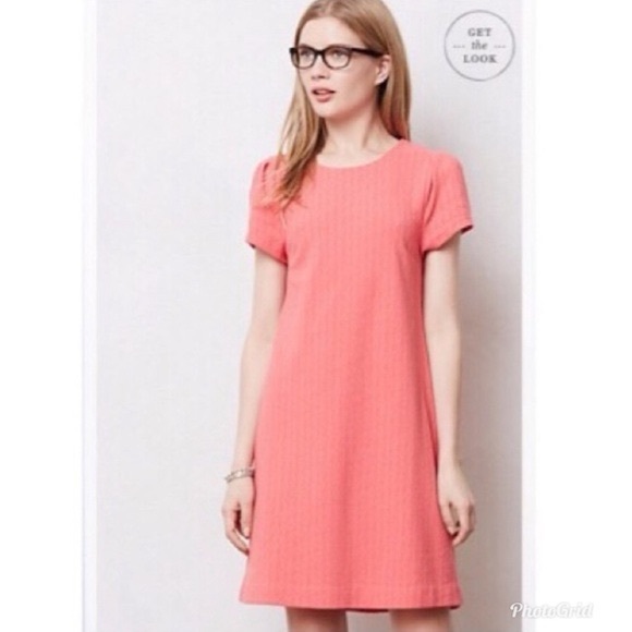 Anthropologie Dresses & Skirts - Anthropologie Maeve Diamond Textured Coral Shift Dress XL